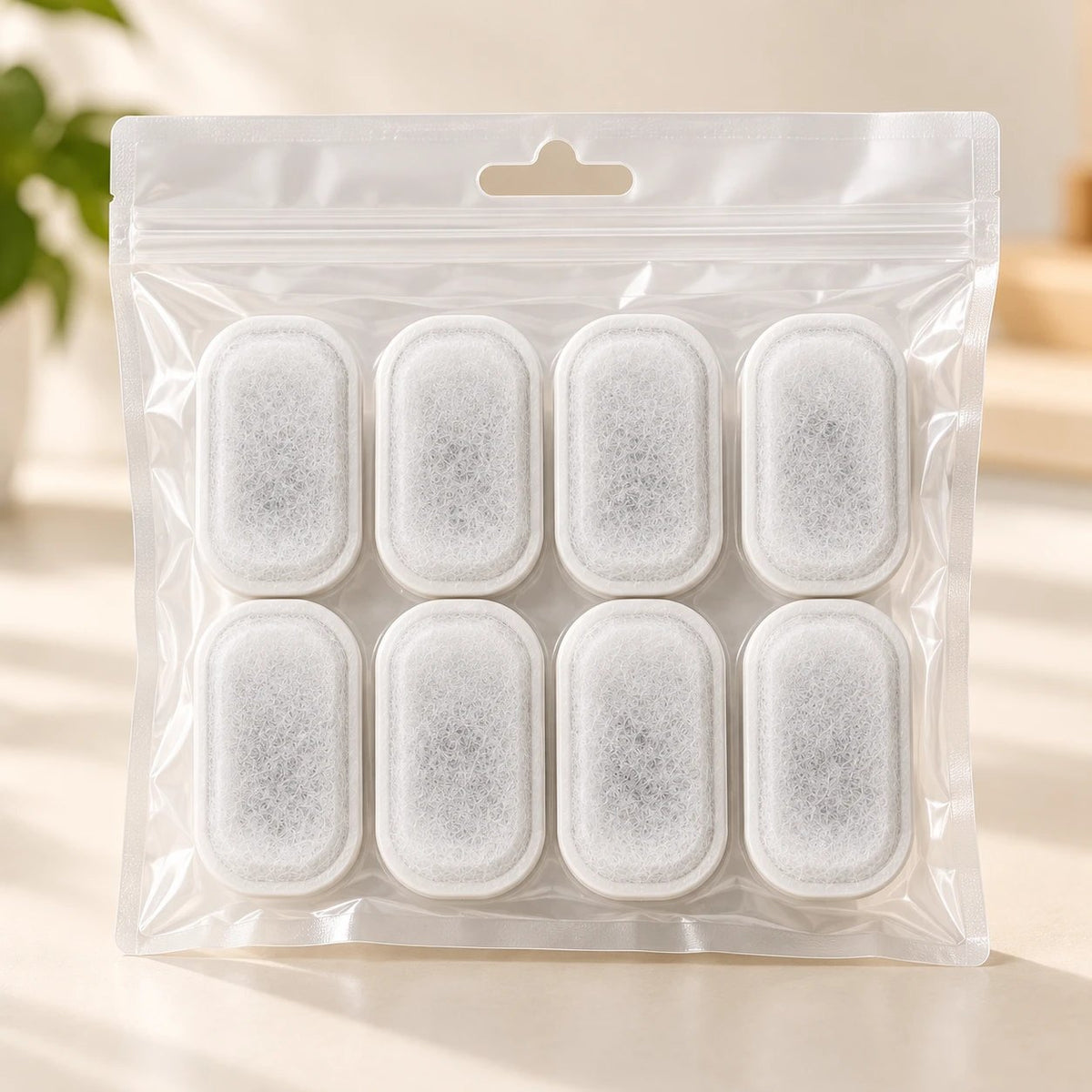 Lot de 8 filtres de rechange pour fontaine dans un sachet transparent