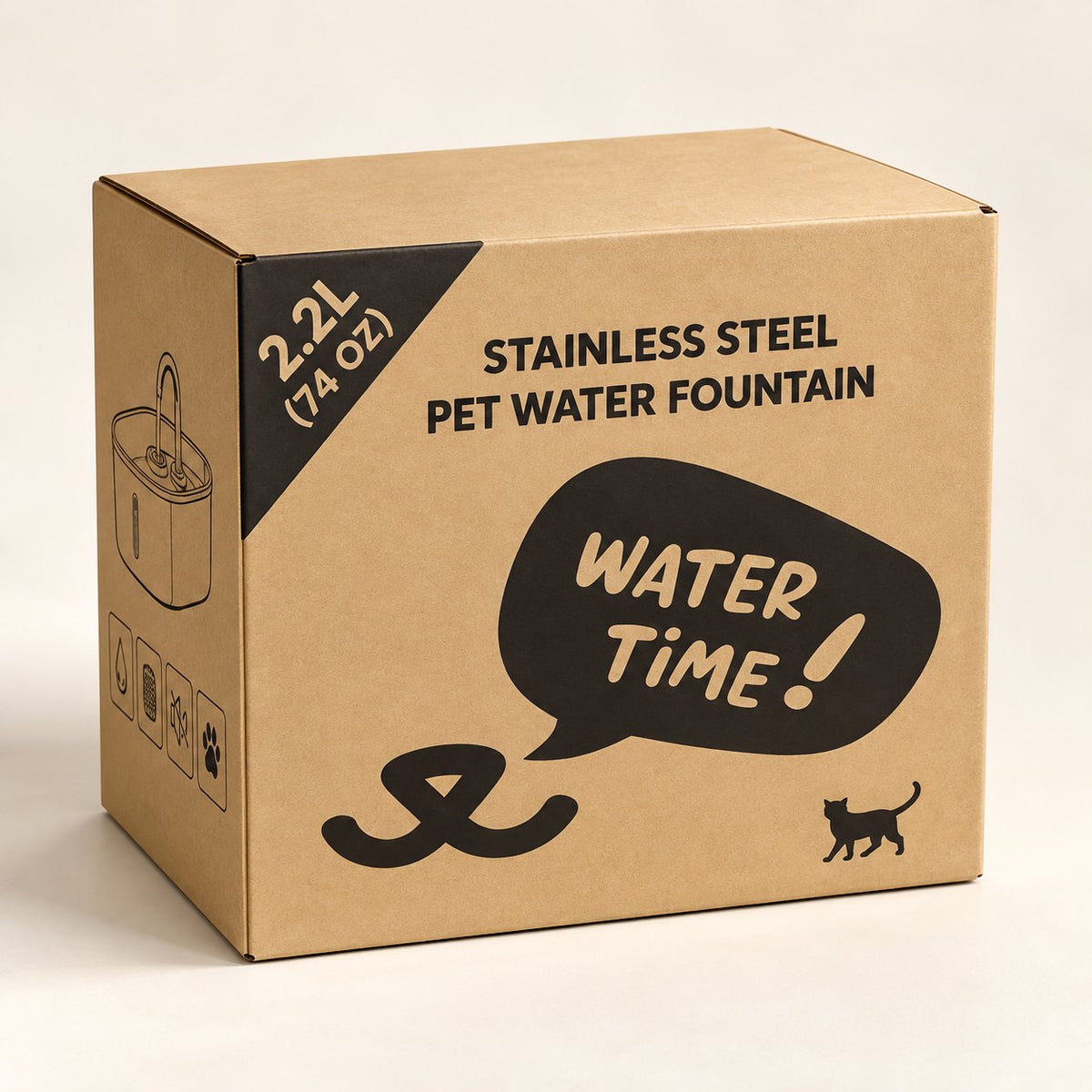 Carton d'expédition de la fontaine à eau en inox 2,2 L